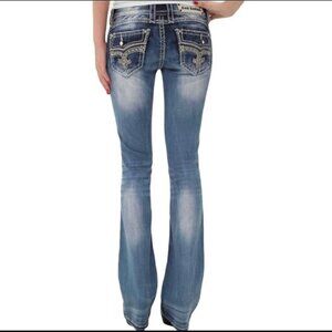 Rock Revival Eleanor Bootcut Jeans Sz 25 Womens Blue Denim Embellished